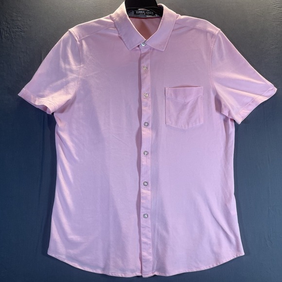 PJ Paul Jones Shirt Mens M Collar Polo Short Sleeve Button Up Pink - Picture 1 of 6